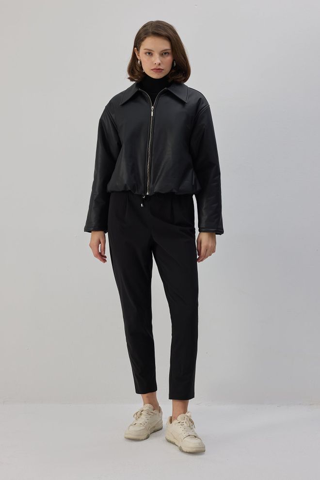 Touche Prive Μαύρο Casual Αθλητικό Παντελόνι Με Ρυθμιζόμενη Μέση Χονδρικό εμπόριο ενδυμάτων Casual