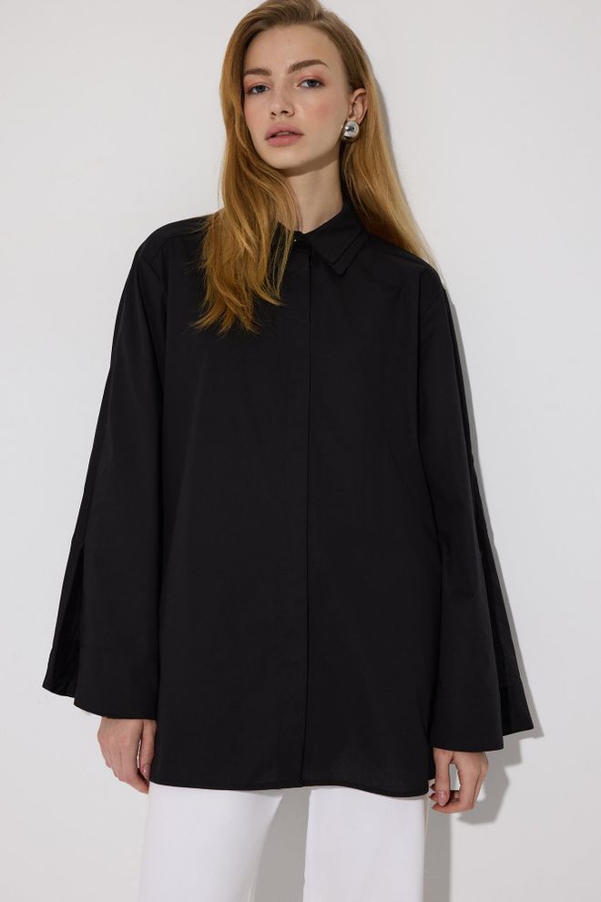 Touche Prive Chemise Noire Formelle Décontractée Élégante Vêtements en gros Décontracté