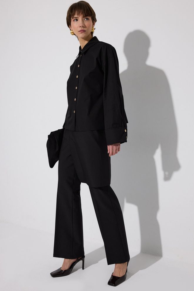 Touche Prive Chemise Élégante Formelle Noire Avec Col Polo Vêtements en gros Formel