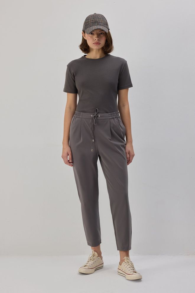 Touche Prive Graue Lässige Sport Röhren Gekürzte Hose Großhandelskleidung Lässig