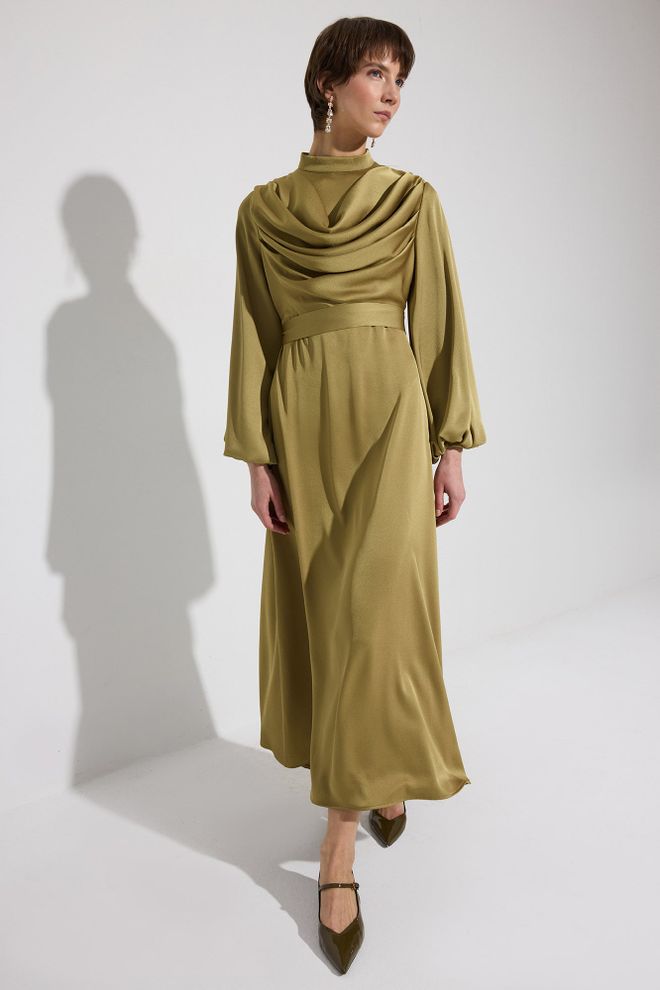 Touche Prive Khaki Elegancka Formalna Płaszcz Sukienka Hurtowa sprzedaż odzieży Formalny