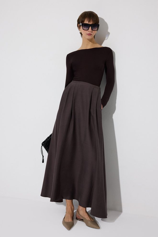 Touche Prive Черна Елегантна Блуза С Тясна Кройка И Тип Лодка Дрехи на едро Небрежен