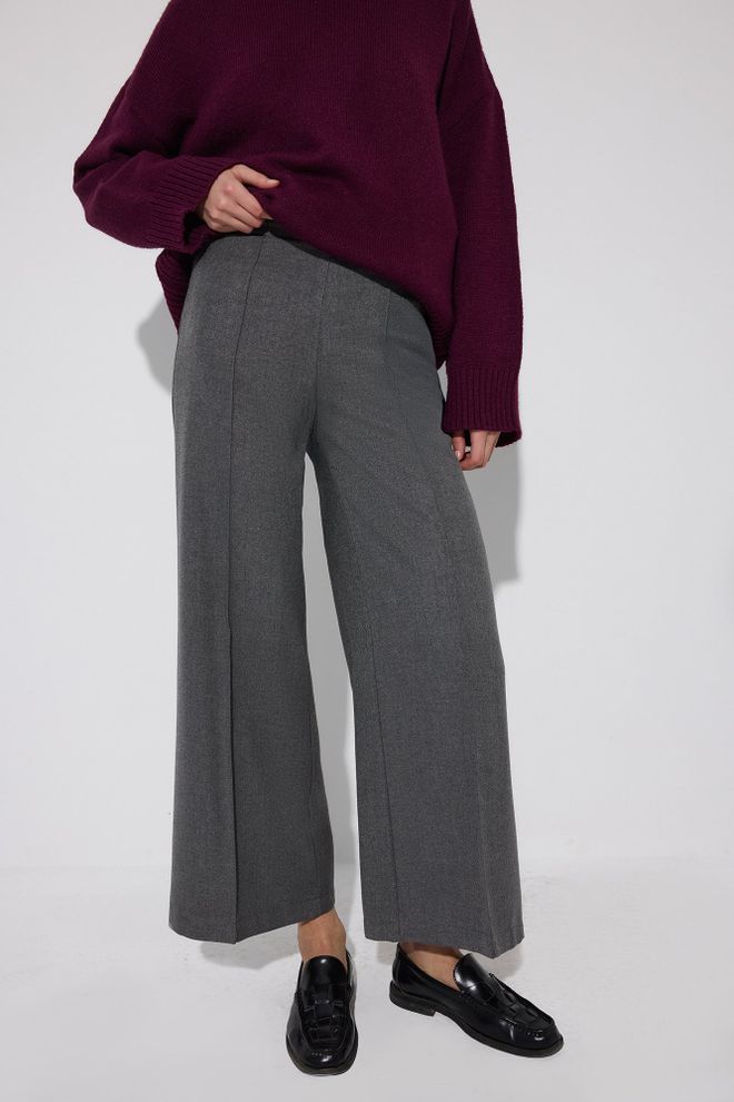 Touche Prive Szare Spodnie Palazzo Z Szerokimi Nogawkami I Średnim Stanem Hurtowa sprzedaż odzieży Odpoczynek