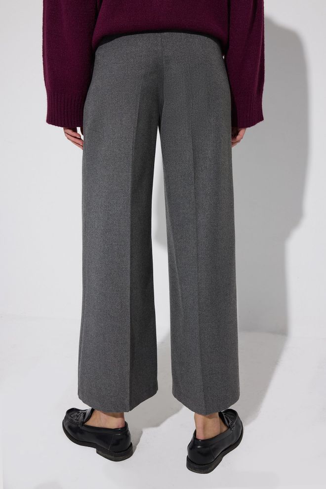 Touche Prive Szare Spodnie Palazzo Z Szerokimi Nogawkami I Średnim Stanem Hurtowa sprzedaż odzieży Wiosna