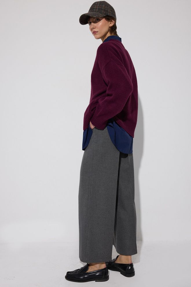 Touche Prive Szare Spodnie Palazzo Z Szerokimi Nogawkami I Średnim Stanem Hurtowa sprzedaż odzieży Casual