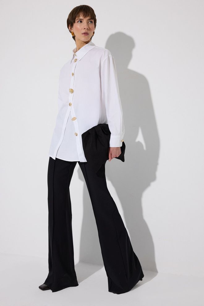 Touche Prive White Long Sleeve Polo Neck Shirt Wholesale Clothing Work