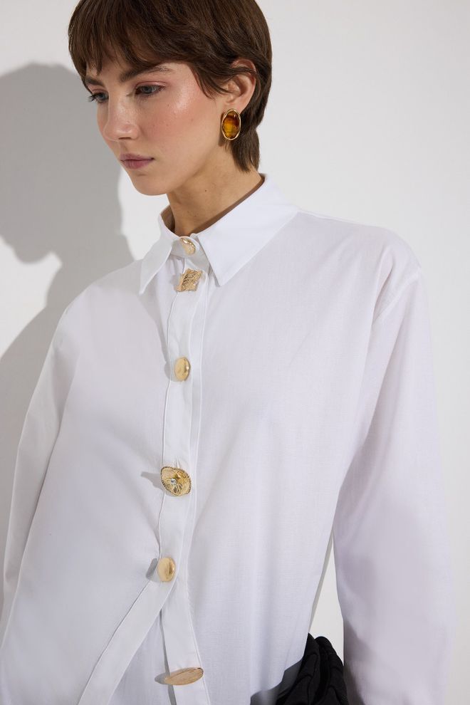 Touche Prive White Long Sleeve Polo Neck Shirt Wholesale Clothing Vintage