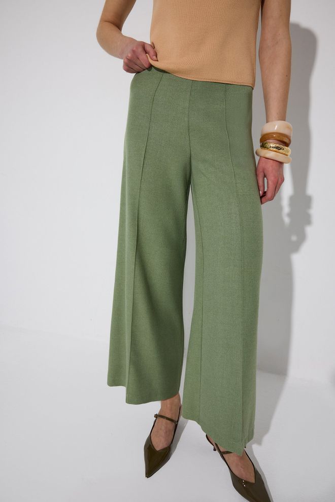 Touche Prive Zielone Eleganckie Spodnie Palazzo Hurtowa sprzedaż odzieży Klasyczny