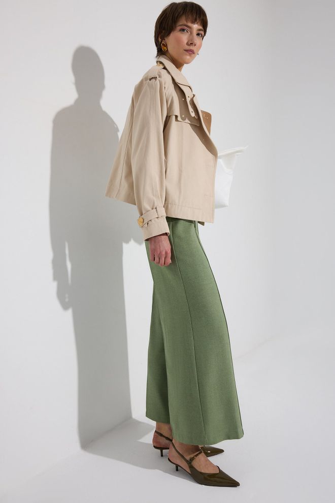 Touche Prive Zielone Eleganckie Spodnie Palazzo Hurtowa sprzedaż odzieży Praca