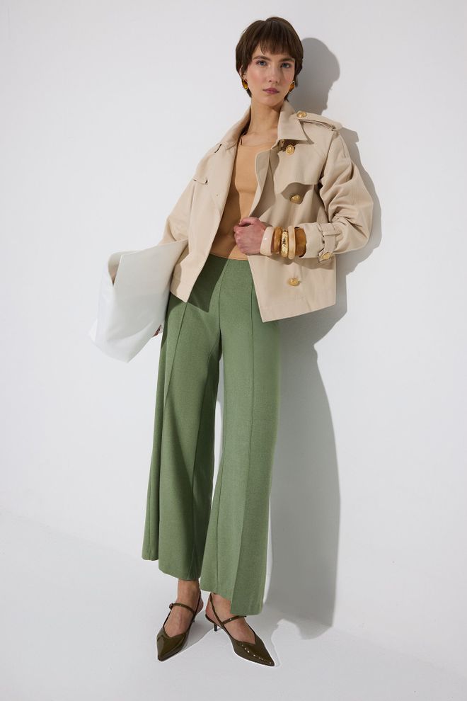 Touche Prive Zielone Eleganckie Spodnie Palazzo Hurtowa sprzedaż odzieży Casual