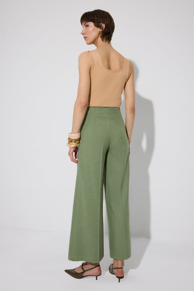 Touche Prive Zielone Eleganckie Spodnie Palazzo Hurtowa sprzedaż odzieży Wiosna