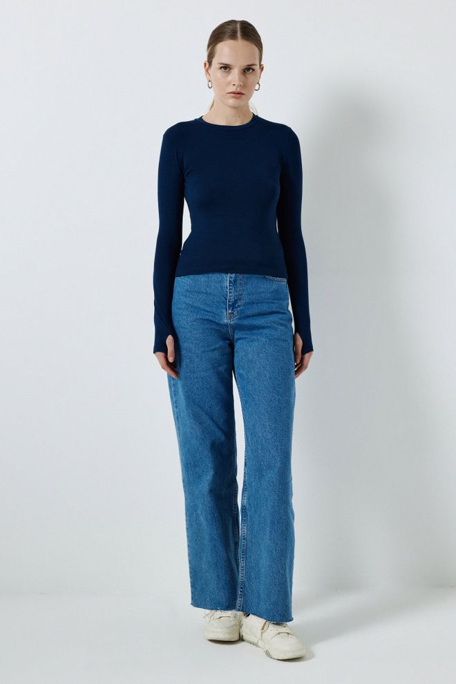 Touche Prive Navy Blue Casual Modest Blouse Wholesale Clothing Lounge