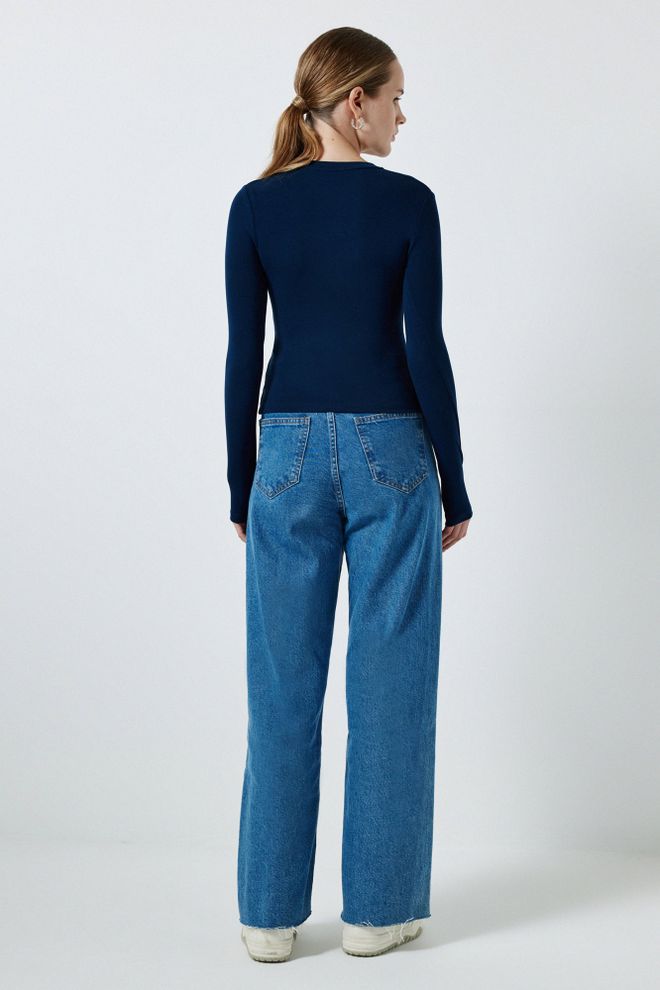 Touche Prive Navy Blue Casual Modest Blouse Wholesale Clothing Modest