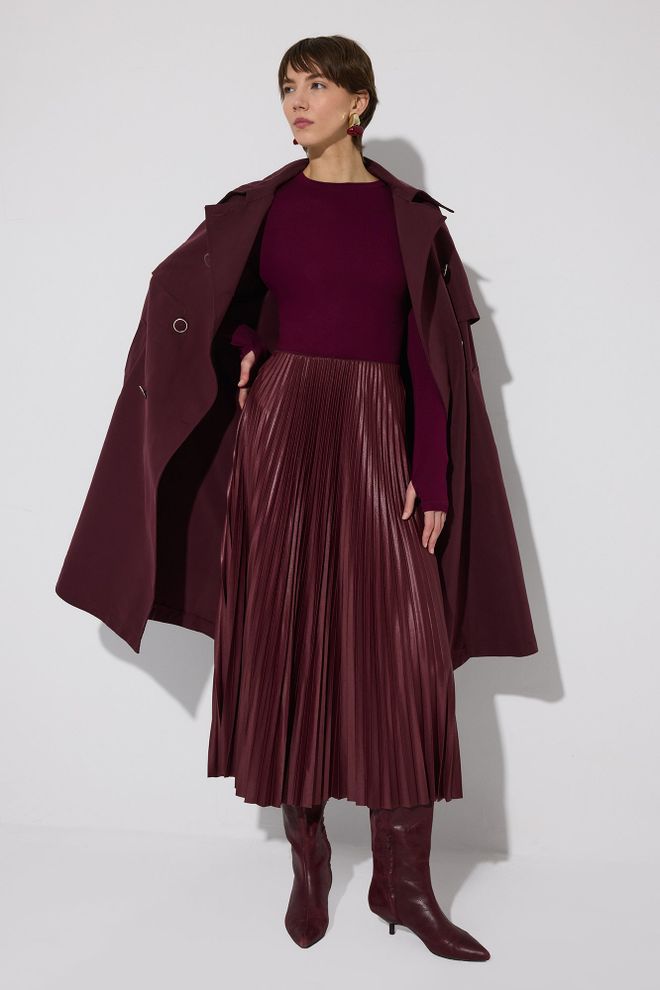 Touche Prive Claret Red Blouse With Extra Long Sleeves Wholesale Clothing 1