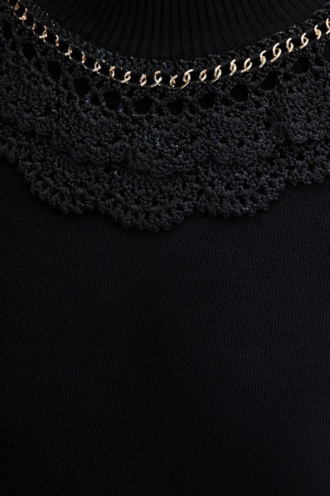 Touche Prive Black Elegant Oversized Crew Neck Sweater Wholesale Clothing 5