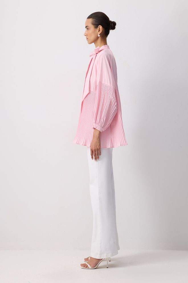 Touche Prive Túnica Rosa Elegante Con Botones Y Cuello Alto Ropa al por mayor Modesto