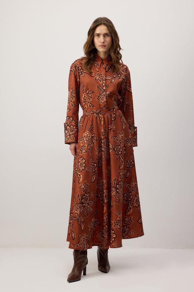 Touche Prive Brauner Eleganter Ausgestellter Maxi Rock Großhandelskleidung Lässig