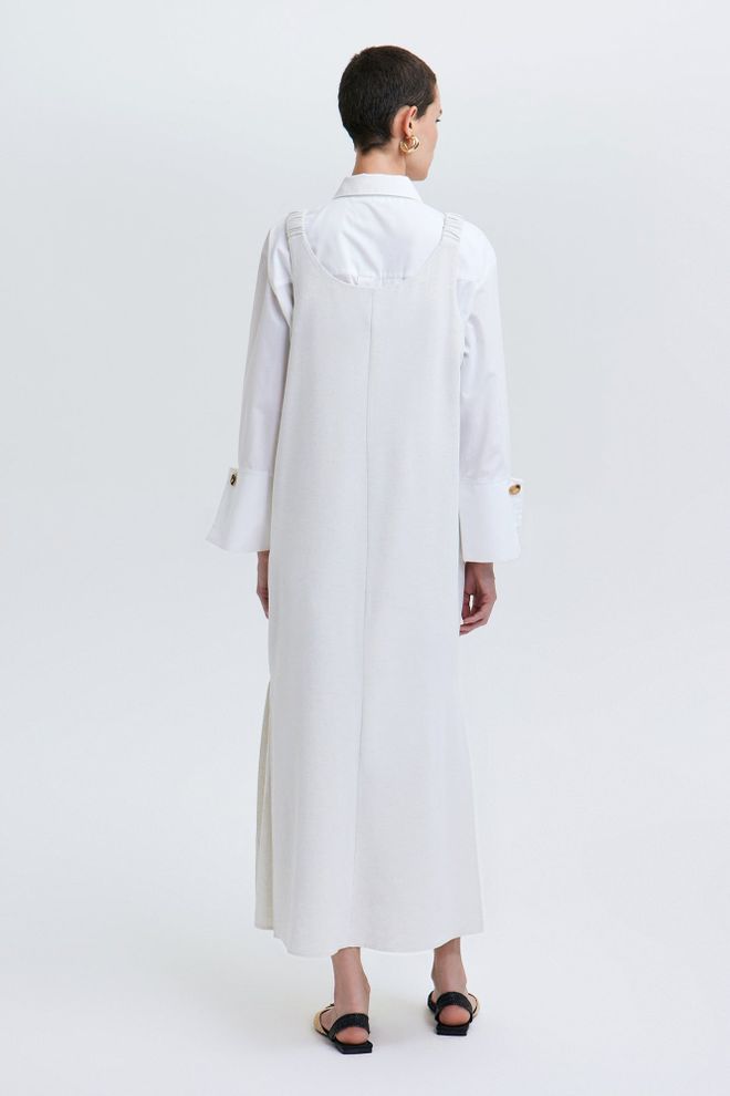 Touche Prive Бяла Макси Скромна Елегантна Официална Рокля Дрехи на едро Скромна мода