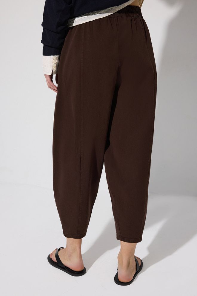 Touche Prive Brown Mom Pants With Wide Leg And Cropped Length Wholesale Clothing Casual