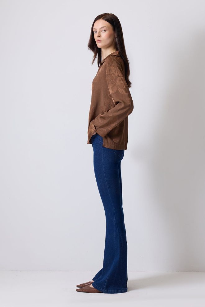 Touche Prive Brown Floral Casual Elegant Blouse Wholesale Clothing Lounge