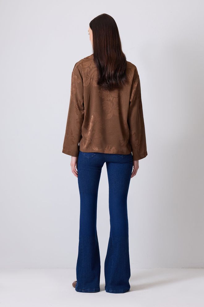 Touche Prive Brown Floral Casual Elegant Blouse Wholesale Clothing Spring