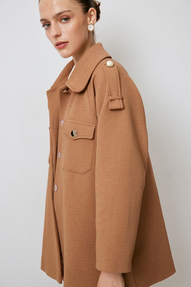 Touche Prive Brown Casual Elegant Vintage Overshirt Jacket Wholesale Clothing Spring