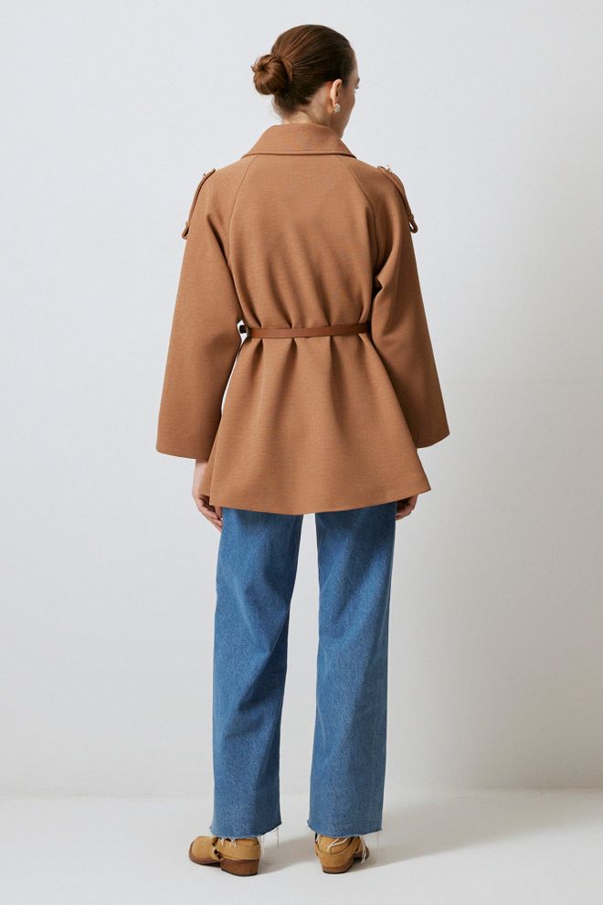 Touche Prive Brown Casual Elegant Vintage Overshirt Jacket Wholesale Clothing Vintage