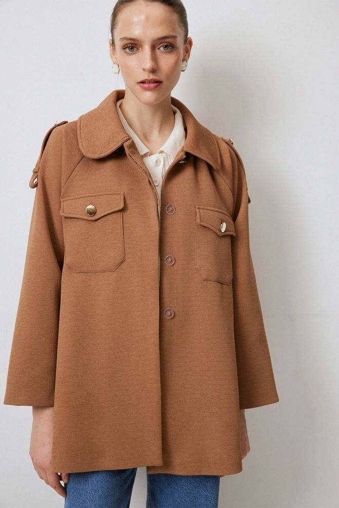 Touche Prive Brown Casual Elegant Vintage Overshirt Jacket Wholesale Clothing Lounge