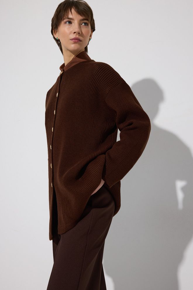 Touche Prive Brown Casual Elegant Vintage Cardigan Wholesale Clothing 5