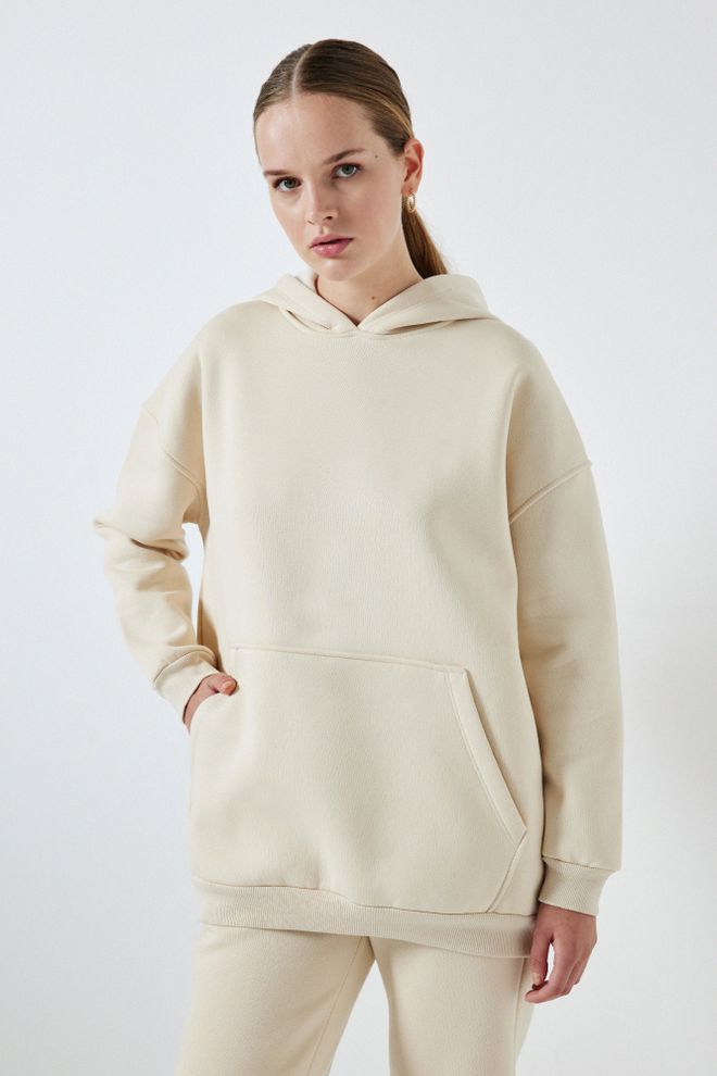 Touche Prive Tuta Beige Oversize Casual Sportiva Abbigliamento all'ingrosso Modesto