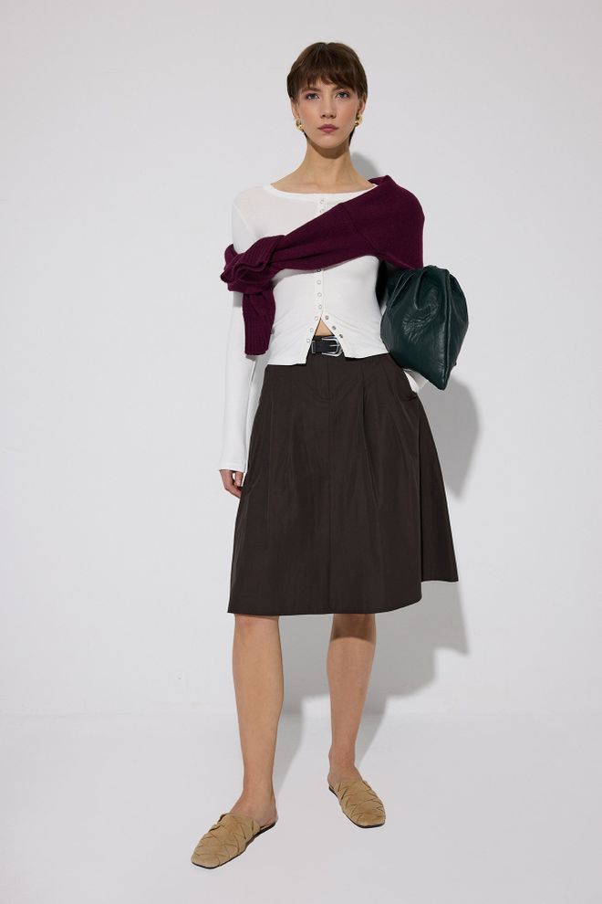 Touche Prive Λευκό Μπλούζα Με Μακρύ Μανίκι Και Στενή Γραμμή Χονδρικό εμπόριο ενδυμάτων Casual