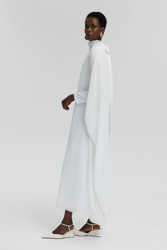 Touche Prive White Modest Elegant Formal Kaftan Dress Wholesale Clothing Work