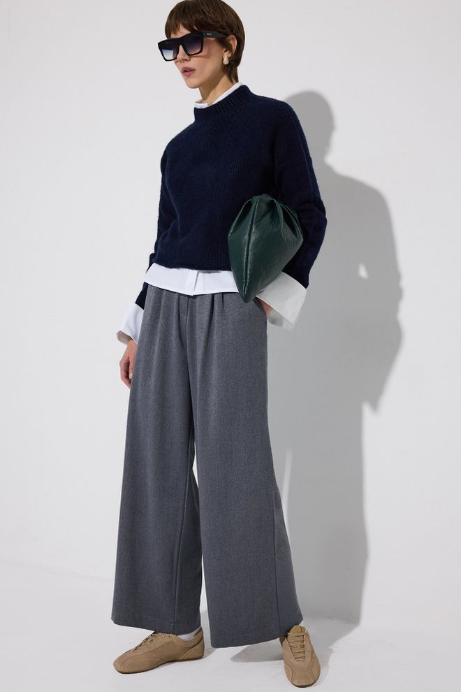 Touche Prive Pantalón Palazzo Elegante Gris Ropa al por mayor Casual