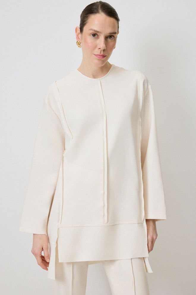 Touche Prive Ecru Modesto Casuale Tunica Abbigliamento all'ingrosso Modesto