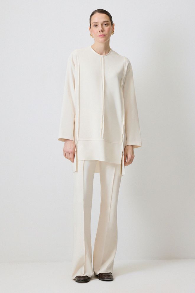 Touche Prive Ecru Modest Casual Tunic Wholesale Clothing Spring