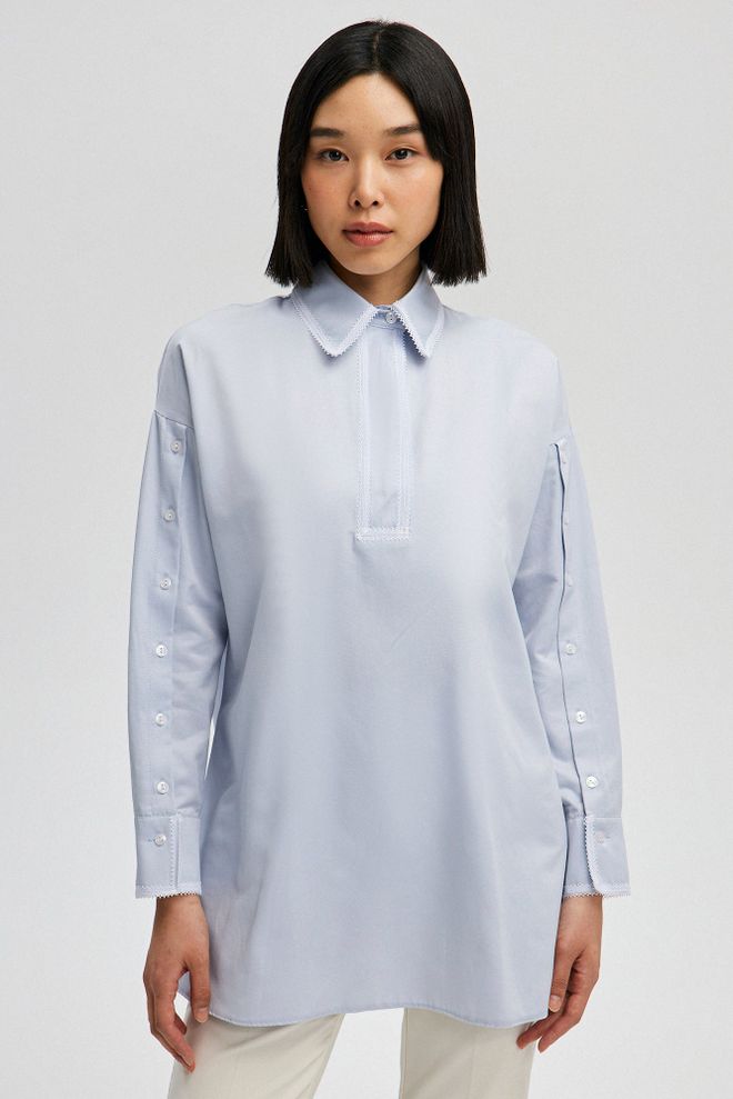 Touche Prive Niebieska Tunika Z Kołnierzykiem Polo I Zapinana Na Guziki Hurtowa sprzedaż odzieży 5