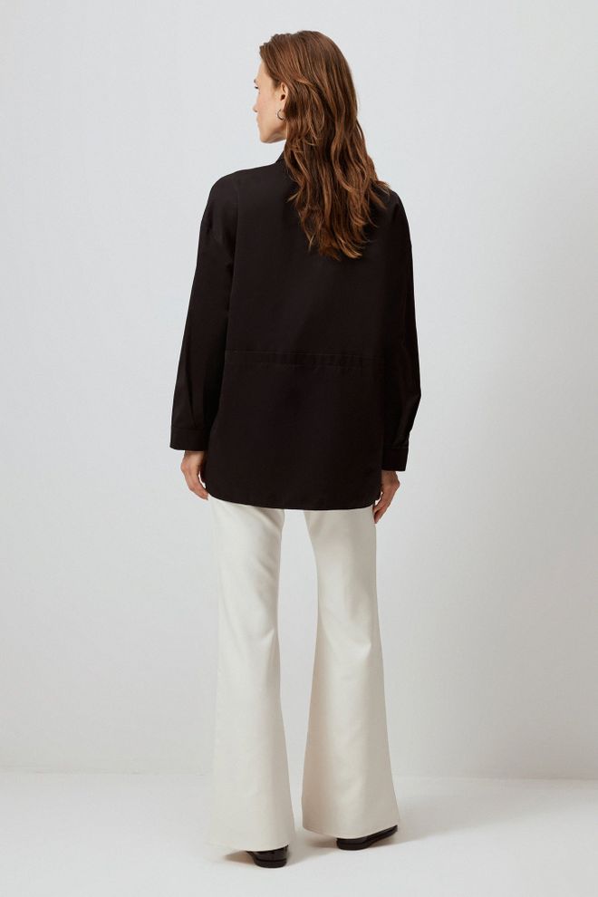 Touche Prive Black Shirt With Oversized Fit And Buttoned Closure Wholesale Clothing Work