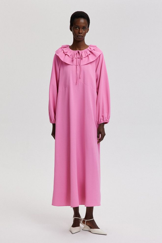 Touche Prive Vestido Rosa Línea A Maxi Con Mangas Largas Ropa al por mayor Modesto