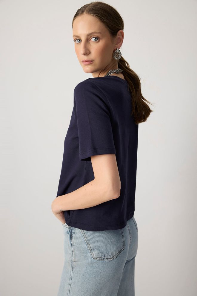 Touche Prive Chemise Décontractée Formelle Bleu Marine À Manches Mancherons Vêtements en gros Décontracté