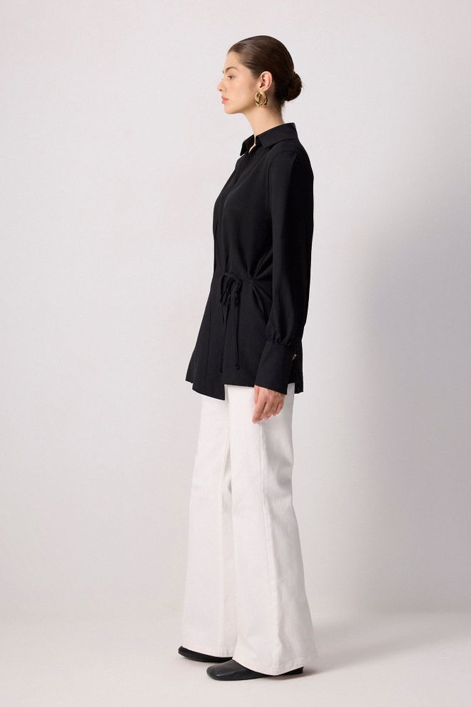 Touche Prive Елегантна Црна Туника Са Краватом Велепродаја одеће скроман