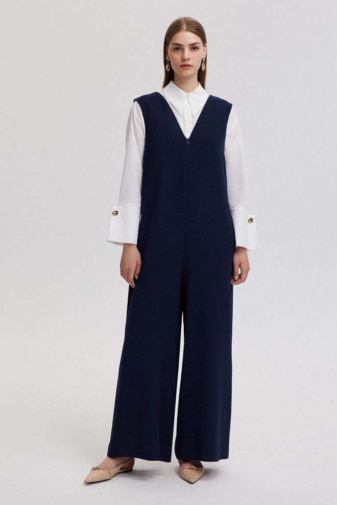 Touche Prive Tamsiai Mėlyna Kukli Formali Kombinezonas Didmeninė prekyba drabužiais Apykaklė su įkirpimu