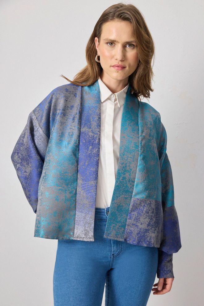 Touche Prive Kimono Albastru Etnic Casual Elegant Îmbrăcăminte cu ridicata Casual