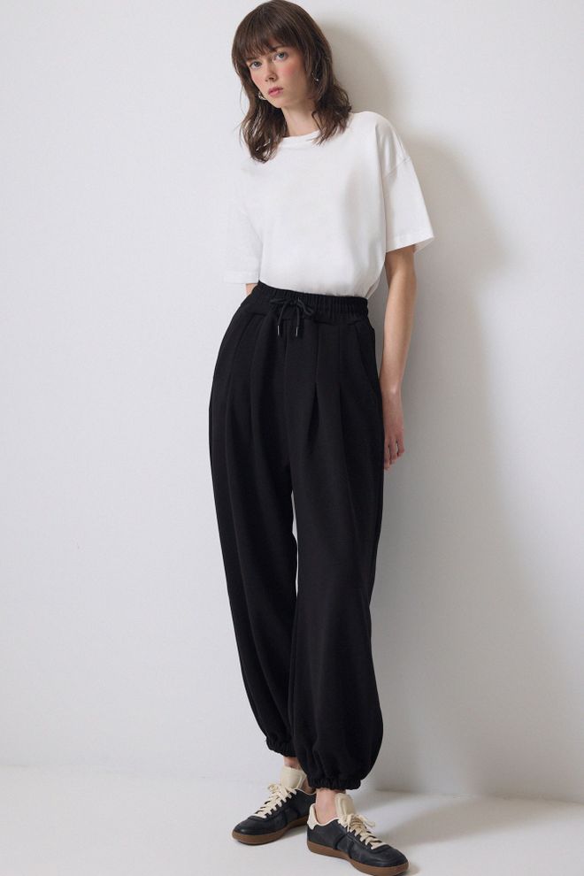 Touche Prive Black Tracksuit With Balloon Leg Jogger Pants Wholesale Clothing Sport