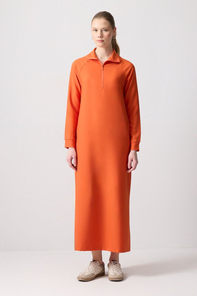 Touche Prive Vestido Maxi De Sudadera Naranja Con Cuello Polo Ropa al por mayor Modesto