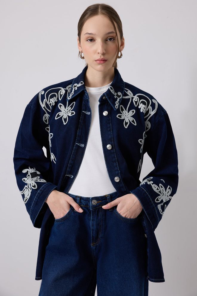 Touche Prive Navy Blue Overshirt Jacket Wholesale Clothing 1