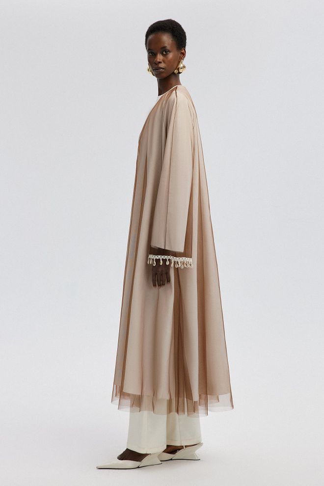 Touche Prive Beige Kimono Elegant Ethnic Long Bell Sleeve V Neck Wholesale Clothing Spring