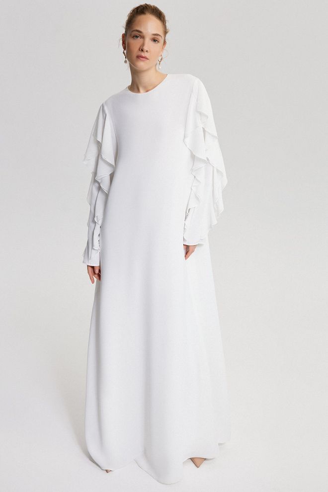 Touche Prive Белое Скромное Элегантное Официальное Платье сдвиг Оптовая продажа одежды Скромный