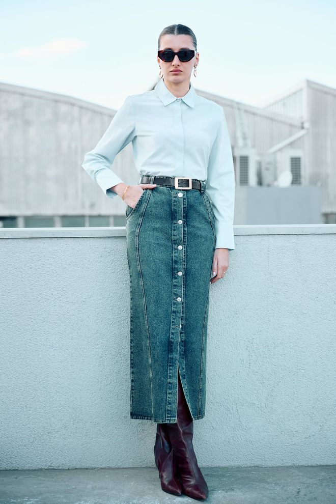 Touche Prive Μπλούζα Μπλε Με Λαιμόκοψη Πόλο Και Μακριά Ισια Μανίκια Χονδρικό εμπόριο ενδυμάτων Casual