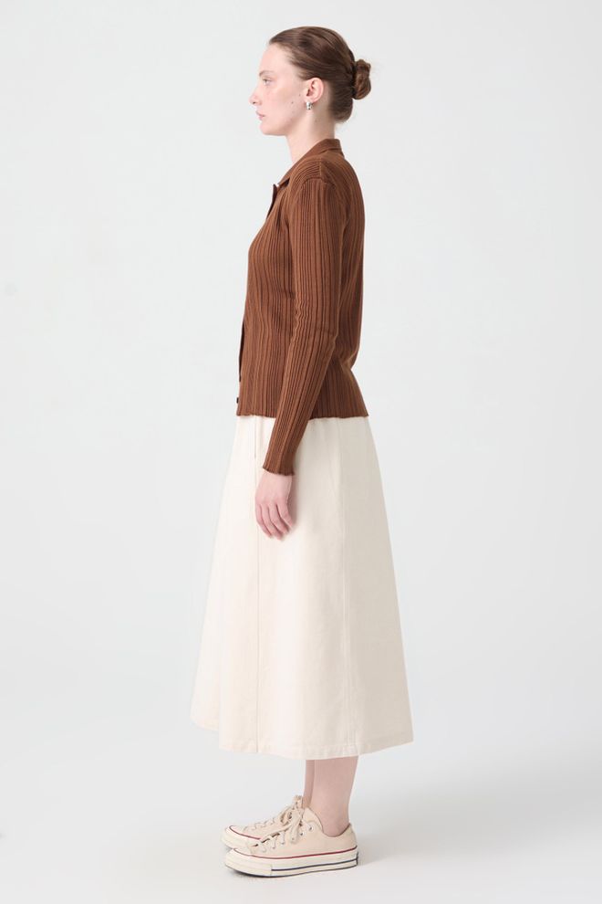 Touche Prive Brown Striped Slim Fit Polo Neck Blouse Wholesale Clothing Lounge