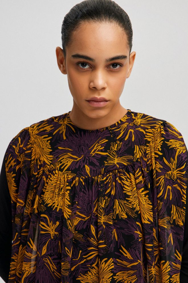 Touche Prive Yellow Boho Floral Maxi Dress With Long Sleeves Wholesale Clothing Fall